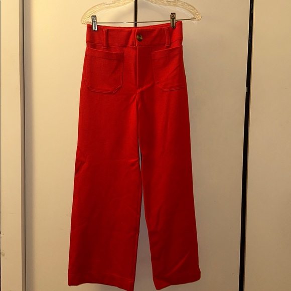 Colette knit crop wide leg pants in a Tomato Hue - Picture 5 of 8